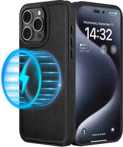 LOHASIC MagSafe, funda de piel sintética suave y magnética para iPhone 15 Pro, de piel sintética, para hombres y mujeres, funda delgada de diseñador
