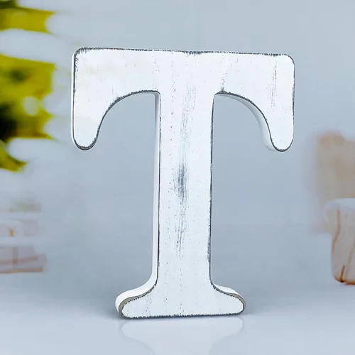 Miniatura 26 de Letras de madera rústica blanca de 6 pulgadas, letras de madera sin terminar para decoración de pared, letras de pie retro blancas blancas