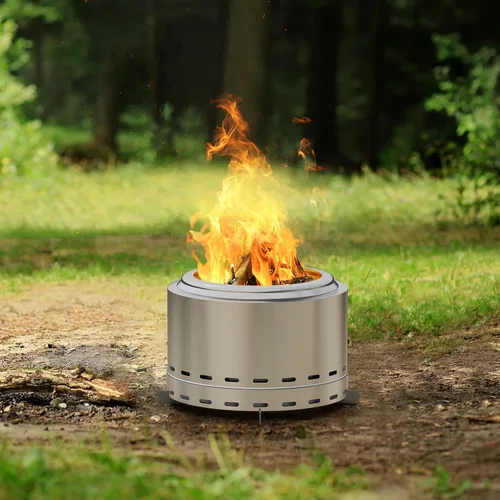 Miniatura 5 de ROOMTEC Fogata sin humo de 15 pulgadas, hoguera portátil de leña con soporte y bolsa, hoguera fácil de limpiar con cenicero extraíble, chimeneas