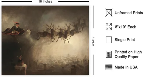 Miniatura 2 de Poster Master Póster vintage de Papá Noel, impresión retro de Navidad, arte navideño, arte de trineo de reno, regalo para hombres y mujeres