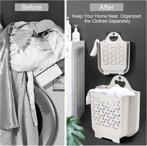 Miniatura 4 de Cesta de lavandería plegable, 2 paquetes de cestas de ropa sucia portátil para ropa sucia, cestas de ahorro inteligente de espacio para lavandería