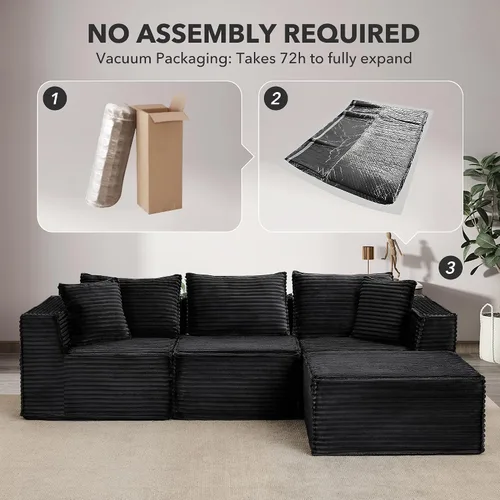 Miniatura 9 de Sofá modular modular de 107 pulgadas, moderno sofá seccional Cloud con asiento profundo, sofá deshuesado en forma de L con diván para sala de estar