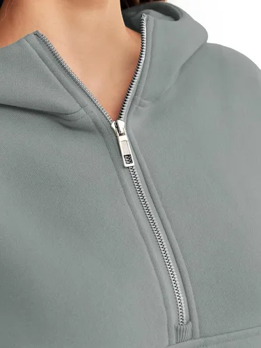 Miniatura 3 de Trendy Queen Sudaderas con capucha para mujer, con cremallera de un cuarto, sudaderas de gran tamaño, media cremallera con bolsillos, ropa de otoño