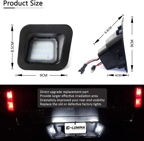 Miniatura 7 de D-Lumina Conjunto de luces LED para matrícula, lente transparente compatible con Dodge Ram 1500 2500 3500 2003-2018, luz de etiqueta de parachoques