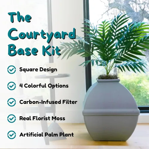 Miniatura 4 de Good Pet Stuff Caja de arena oculta para gatos con planta artificial, maceta cuadrada decorativa para patio, control de olores con filtro de carbón