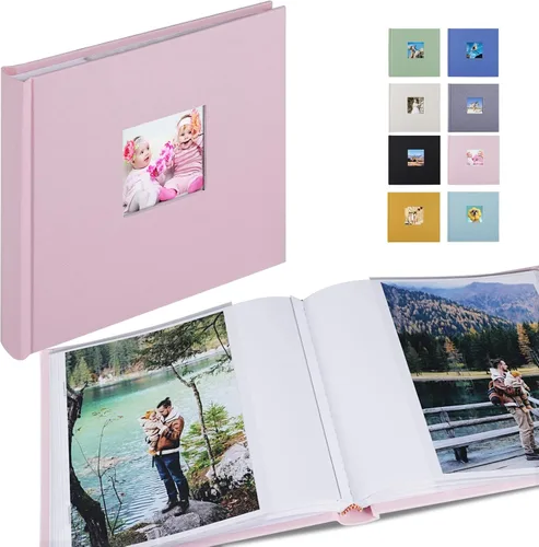 Miniatura 20 de Álbum de fotos pequeño 5x7 con capacidad para 50 fotos verticales con bolsillos de notas adhesivas, mini álbum de fotos con tapa de lino 5x7 con Gris