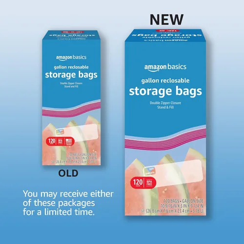 Miniatura 2 de Amazon Basics Bolsas de almacenamiento de alimentos con cierre de doble cremallera, soporte y base de relleno, sin BPA, 120
