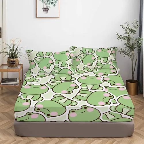 Miniatura 49 de MUSOLEI Sábana bajera ajustable de hongos, ropa de cama de hongos, decoración de hongos para niños, niños; juego de sábanas individuales; 1 sábana