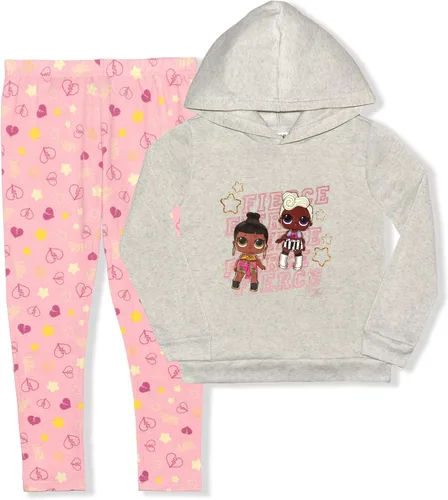 LOL Surprise Dolls Girls Hoodie and Legging Pant Set for Little Kids PinkGrey
