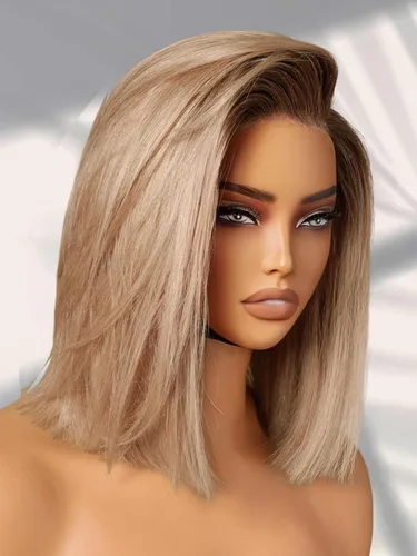 Miniatura 34 de LUVME HAIR - Peluca de cabello humano estilo Bob, de 8 pulgadas, precortada, sin pegamento, con cierre de encaje HD, predepilada, cabello humano