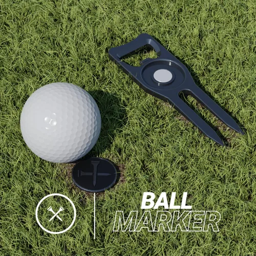 Miniatura 4 de Blue Tees Golf Herramienta Divot 6 en 1 y marcador de bola premium - Abrebotellas - Club Tee - Limpiador de ranuras - Alineación de putting