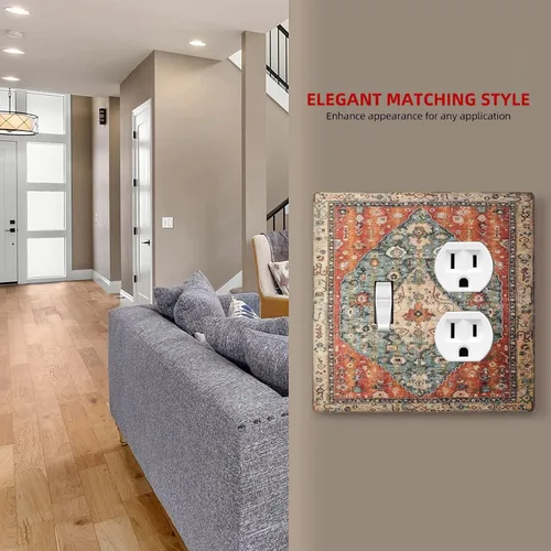 Miniatura 820 de Placa Decorativa de Pared de Granja Rústica con Cuerno de Madera para Puerta de Granero 1 Banda Duplex Cubiertas de Toma Eléctrica Soltera