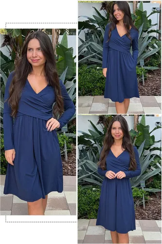 Miniatura 3 de OUGES Vestidos de maternidad con cuello en V para mujer, vestido de lactancia materna, baby shower