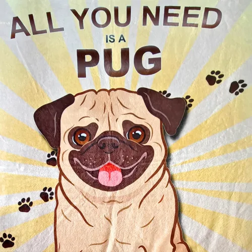 Miniatura 4 de Manta de Pug, Lindas Mantas de Vellón de Cachorro Súper Suaves y Esponjosas, Regalos para Amantes de Pugs, Manta de Felpa Decoración de Perros