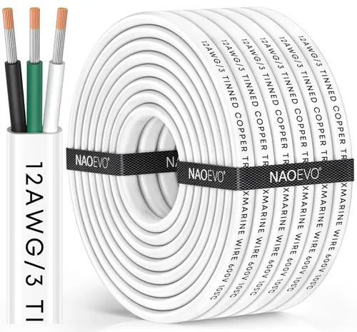 Miniatura 19 de NAOEVO Cable marino de calibre 14, cable eléctrico marino triplex 14/3, resistente al agua/aislado de PVC/cobre estañado sin oxígeno, cable de 14