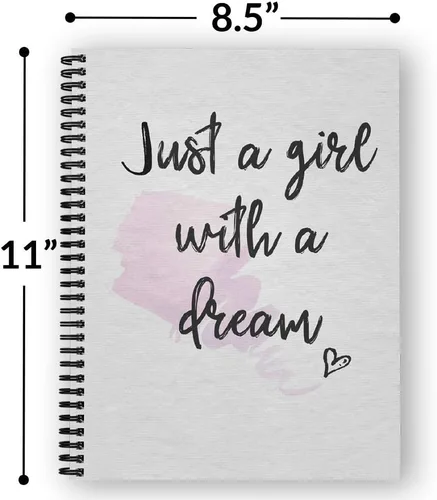 Miniatura 3 de Softcover Girl With A Dream - Cuaderno motivacional en espiral de 8.5 x 11 pulgadas, 120 páginas con rayas anchas, cubierta laminada brillante