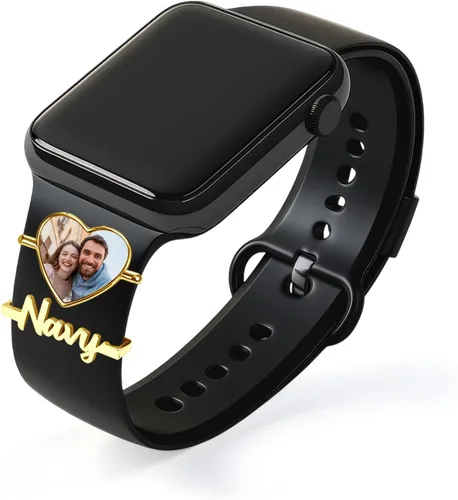 Miniatura 11 de ubmpj Dijes de banda de reloj personalizados para reloj inteligente, cerraduras de banda mágica personalizadas con nombre y foto para mujeres
