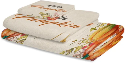Miniatura 2 de Hello Pumpkins Bath Towels for Bathroom Set - Luxury Towels Gifts for Women,Quick Dry Beach Kitchen Hand Hair Face Yoga Workout Gym Towel and Dish