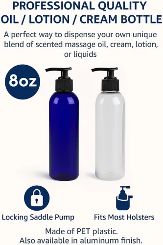 Miniatura 7 de Royal Massage Botella con bomba tipo bala de 8 onzas, aceite de masaje, loción, jabón, dispensador de champú, PET sin BPA con bomba de bloqueo Verde