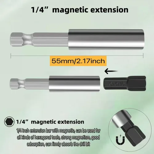 Miniatura 5 de Juego de destornilladores de ángulo recto 34 en 1 1/4 Mini llave de trinquete S2 Magnética 1/4 Bits Destornillador de desplazamiento de 90 grados