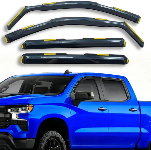 Protectores de lluvia extra duraderos en el canal, viseras de ventana para camioneta Silverado/Sierra 1500 Crew Cab 2019-2026, deflectores de