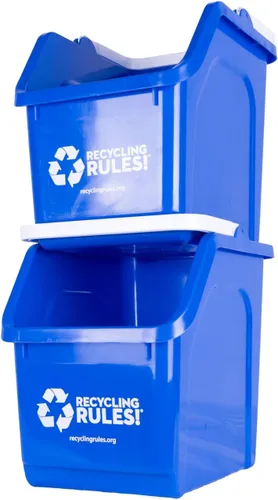 Miniatura 9 de Azul apilable cesto de Reciclaje de contenedor con mango 6 galones – 4 paquetes de cestos