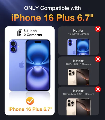 Miniatura 557 de Diaclara Funda diseñada para iPhone 16, mejorada [protección completa de la cámara], carcasa resistente de cuerpo completo con protector de pantalla