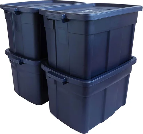 Miniatura 14 de Rubbermaid Roughneck Bolsa de variedad - Hecho en los EE. UU. Color índigo oscuro metálico, resistente contenedor de almacenamiento apilable