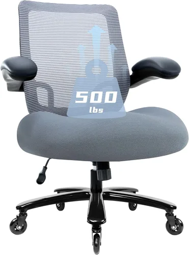 Miniatura 9 de Silla de oficina grande y alta de 500 libras, silla de escritorio ergonómica de malla resistente, silla de computadora con respaldo alto, Negro