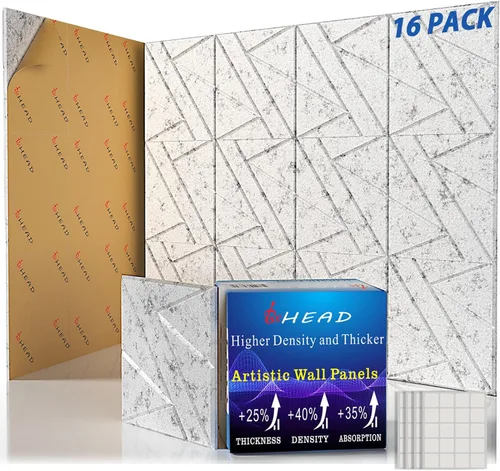Miniatura 28 de BSHEAD 10 piezas de paneles acústicos de microfibra de 165dtex, paneles de pared insonorizantes autoadhesivos, paneles de espuma de 12 x 12 x 0.4