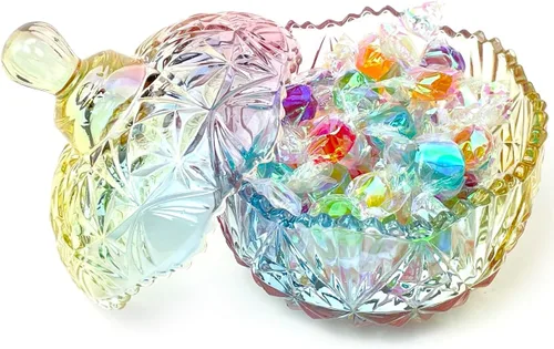 Miniatura 3 de Frasco de vidrio para caramelos de Navidad con relieve de lujo, con tapas, para joyas, tarros de caja de joyería small crown