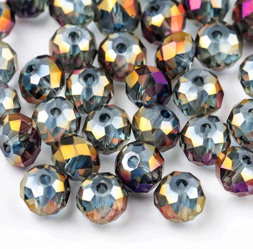 Miniatura 13 de 620 piezas de cuentas de cristal facetado Briolette, cuentas de rondelle azules facetas de 4 mm, 5 hebras, tamaño de agujero 1 mm, ideal para hacer