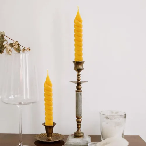 Miniatura 2 de DEYBBY Juego de 12 velas naturales de cera de abeja en espiral, pequeñas velas de cera de abeja orgánica sin goteo de 5 pulgadas, sin goteo