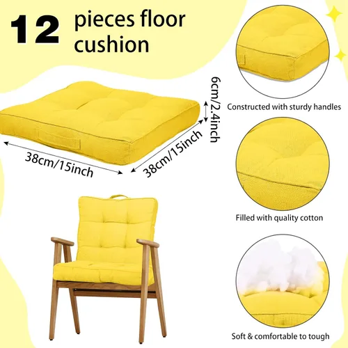 Miniatura 2 de Gerrii 12 cojines de suelo para aula con asas, cojines flexibles para asiento de suelo, almohadas para sillas escolares en casa, escuela, aula