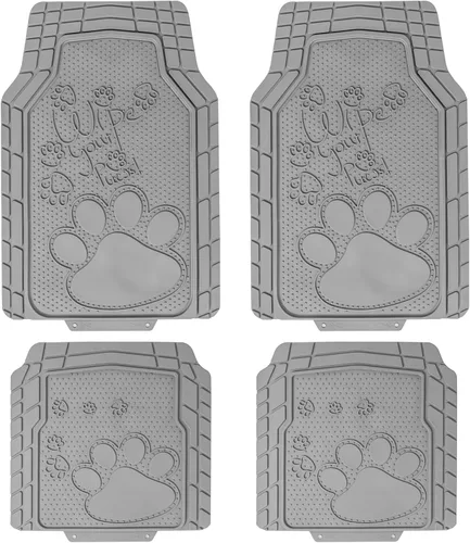 Miniatura 9 de FH Group Alfombrillas para automóvil, adorable estampado de patas, alfombrillas de goma resistentes, juego completo de ajuste universal, climaproof