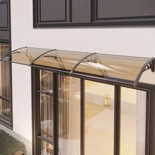 Toldo moderno de policarbonato marrón para puerta delantera, toldo para ventana de patio, toldo para jardín, porche, toldo arqueado, refugio de