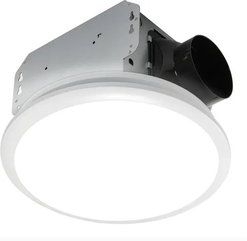 Homewerks 7141-110 Ventilador de baño con luz LED integrada para montaje en techo, ventilación de escape 2.0 Sones 110 CFM, blanco Redondo 110 CFM