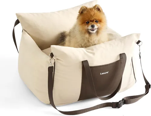 Miniatura 8 de Lesure Asiento de automóvil para perros pequeños - Asiento elevador para perro con parte inferior impermeable, correa de seguridad con clip