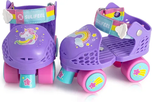 Miniatura 9 de SULIFEEL Patines de ruedas cuádruples ajustables para niños, patines de ruedas para principiantes para niñas y niños de 2 a 5 años de edad Azul