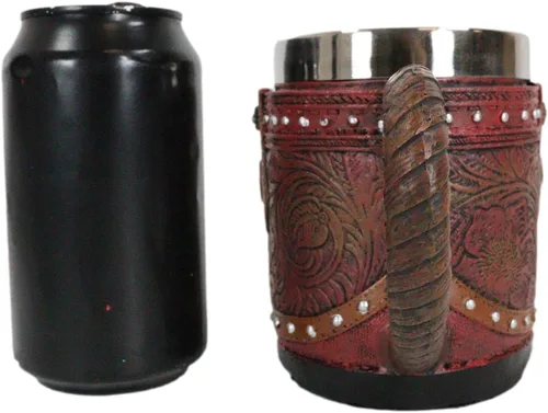 Miniatura 3 de Ebros Gift Bota rústica de vaquera occidental con taza de café con estrella solitaria en piel sintética con acabado floral de desplazamiento floral