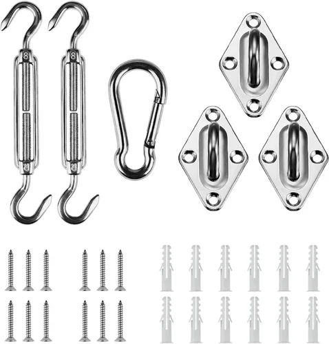 Miniatura 8 de Artpuch Kit de accesorios para toldo de 5 pulgadas para toldo triangular para instalación al aire libre, acero inoxidable 304