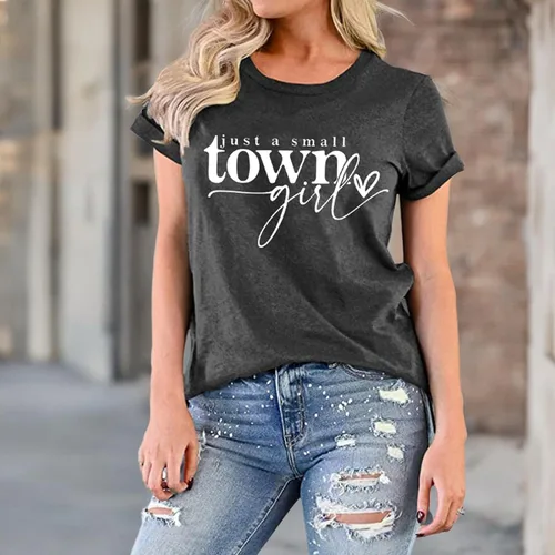 Miniatura 5 de Country Music Shirt Women Small Town Girl Shirt Vintage Letter Graphic Tee Tops Casual Short Sleeve Tops