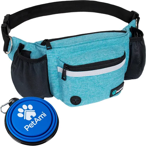 Miniatura 14 de Bolsa de cintura para perros PetAmi, bolsa de golosinas para paseos, entrenamiento, dosificador de bolsas para excrementos incorporado, soporte
