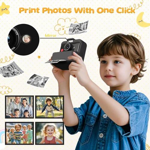 Miniatura 4 de Cámara de impresión instantánea para niños, cámara de impresión instantánea UHD de 48MP/2.5K, regalos de cumpleaños de Navidad para niñas y niños