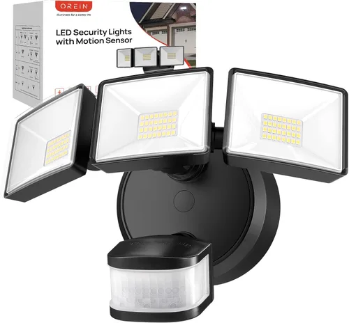 Miniatura 10 de OREiN Luz de inundación con sensor de movimiento al aire libre, luz de seguridad LED de 26W 3500LM, detección de 240° 40 pies, modos de anochecer a