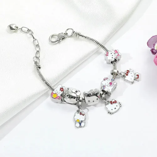 Miniatura 3 de Bonita pulsera con dije para mujeres y niñas con estilo de gatito, esta pulsera de cadena para niños es perfecta para niñas y es un regalo