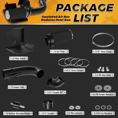 Miniatura 5 de Kit de admisión de aire frío de 4 pulgadas con filtro y tubo de entrada recubierto de polvo compatible con GMC Chevy 99-06 1999 2000 2001 2002 2003