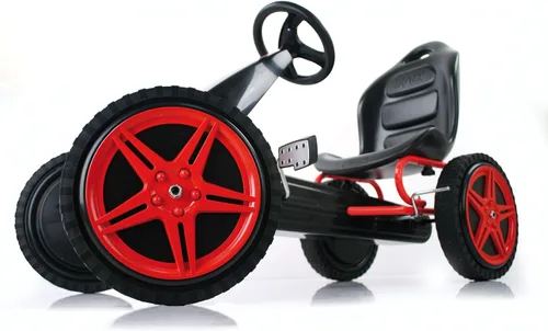 Miniatura 8 de hauck Go Kart con pedal para niños, carrito de bicicleta Hurricane de 4 ruedas con neumáticos de goma, de 4 a 10 años, color rojo, karts