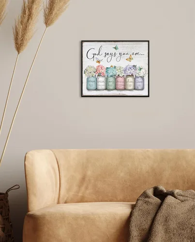 Miniatura 4 de Dios Dice Que Eres Arte de Pared: Arte de Pared con Versículo Bíblico Cristiano Inspiracional, Escritura Religiosa, Regalos de Aliento para Mujeres