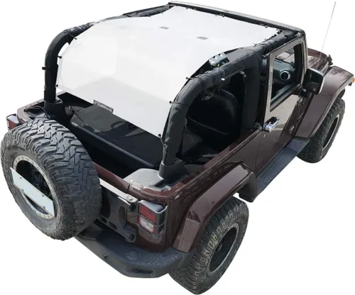 Miniatura 63 de Shadeidea JK - Parasol superior compatible con Jeep Wrangler JKU, cubierta de techo de malla suave (2007-2018) - Bloqueador de ruido de viento UV